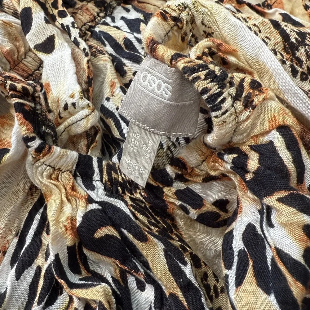 ASOS Swim Cover up linen Animal Print Dress Size 2 - Picture 4 of 4